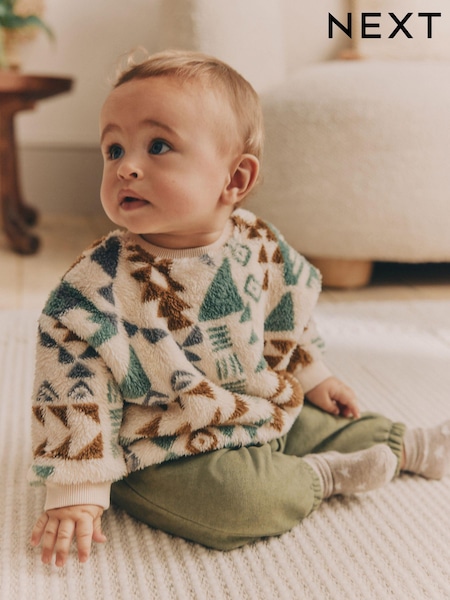 Green Aztec Fleece Top and Joggers Set (N22628) | €14 - €16