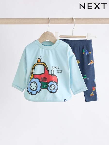 Blue Tractor Baby Top And Leggings Set (N22634) | €20 - €23
