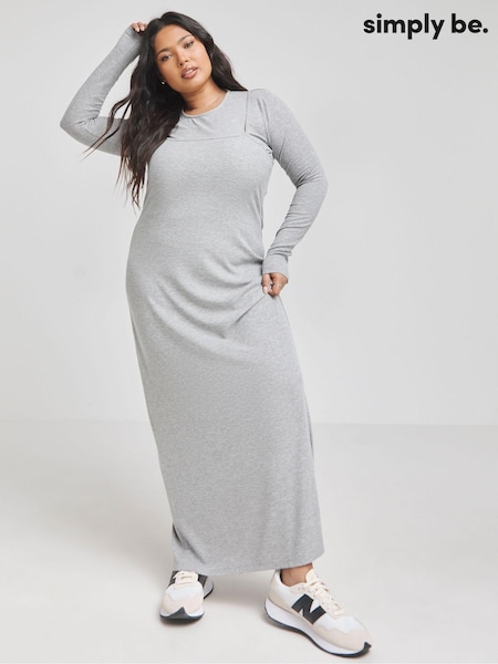 Simply Be Grey 2-In-1 Rib Maxi Dress (N22845) | €19