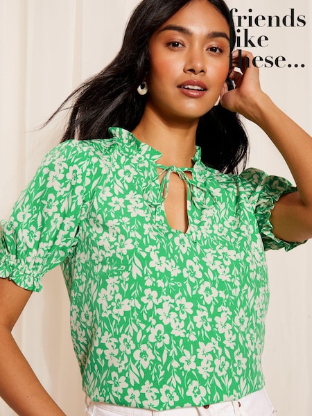Friends Like These Short Sleeve Woven Tie Neck Blouse (N22910) | 17 €