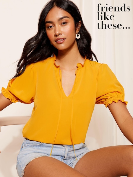 Friends Like These Short Sleeve Woven Tie Neck Blouse (N22916) | 14 €