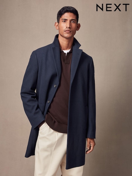 Navy Blue Epsom Overcoat (N22973) | 195 QAR