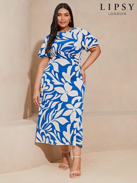 Blue - Lipsy Cross Front Underbust Jersey Midi Dress (N22974) | 217 LEI