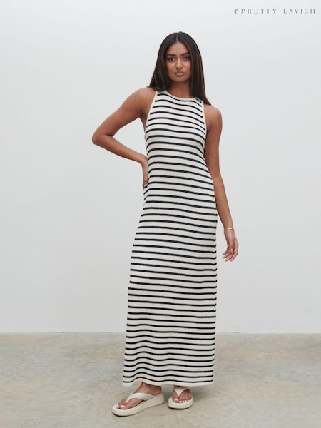 Pretty Lavish Cream / Navy Stripe Ocean Stripe Midaxi  Dress (N23018) | €31
