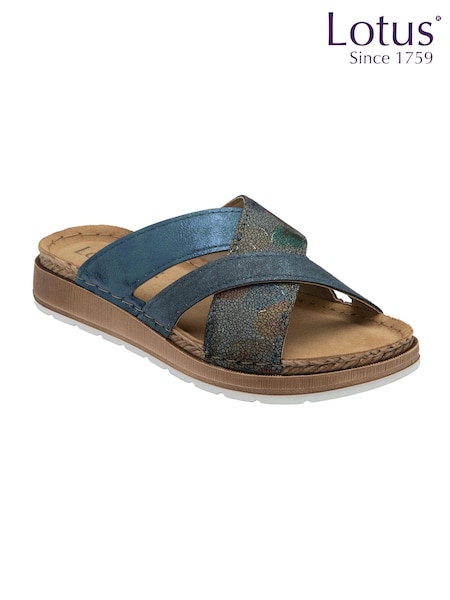 Lotus Blue Flat Mule Sandals (N23067) | €58
