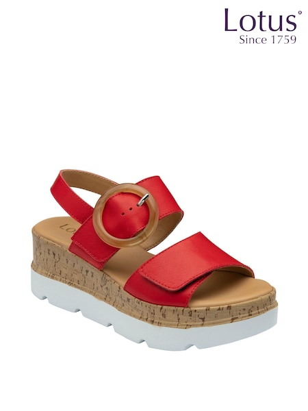 Lotus Red Flatform Sandals (N23073) | €38