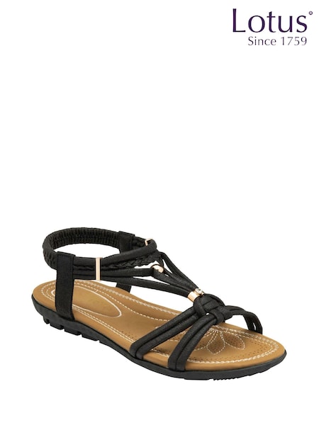 Lotus Black Open-Toe Flat Sandals (N23116) | AED131