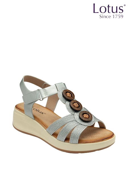 Lotus Silver Open-Toe Heeled Sandals (N23120) | €34