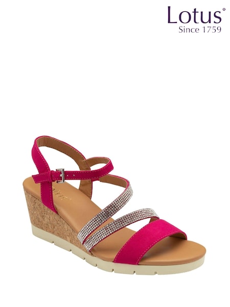 Lotus Pink Open-Toe Wedge Sandals (N23160) | 111 QAR