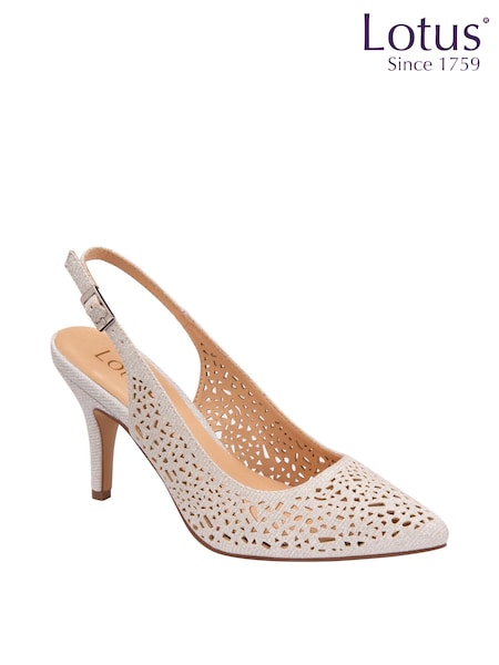 Lotus Silver Slingback Court Shoes (N23225) | €41.50