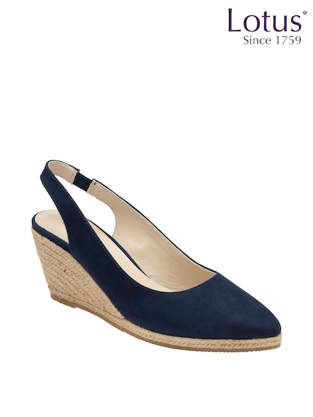 Lotus Blue Microfibre Wedge Espadrilles (N23231) | $80