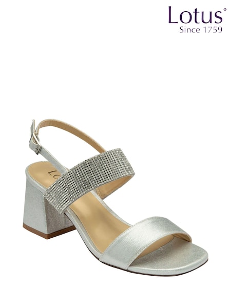 Silver - Lotus Open-Toe Block-Heel Sandals (N23235) | €46