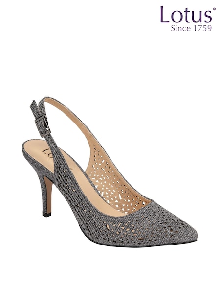 Lotus Grey Slingback Court Shoes (N23238) | AED189