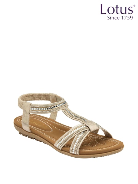 Lotus Gold/Brown Open-Toe Flat Sandals (N23240) | €30
