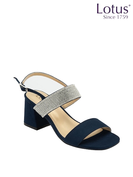 Lotus Blue Open-Toe Block-Heel Sandals (N23248) | 173 QAR