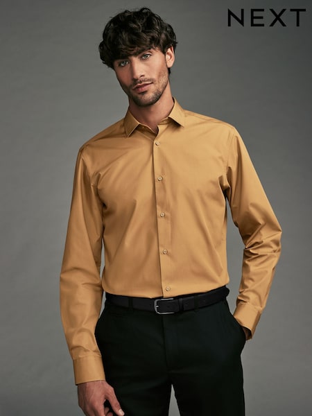 Yellow Gold Slim Fit Easy Care Single Cuff Shirt (N23263) | 60 zł
