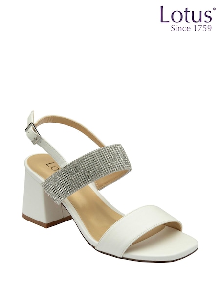 Lotus White Open-Toe Block-Heel Sandals (N23282) | €44.50