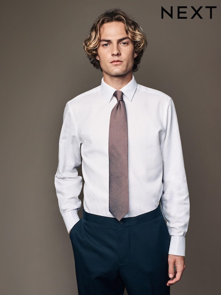 White Regular Fit Long Sleeve Double Cuff 100% Cotton Shirt (N23302) | €44