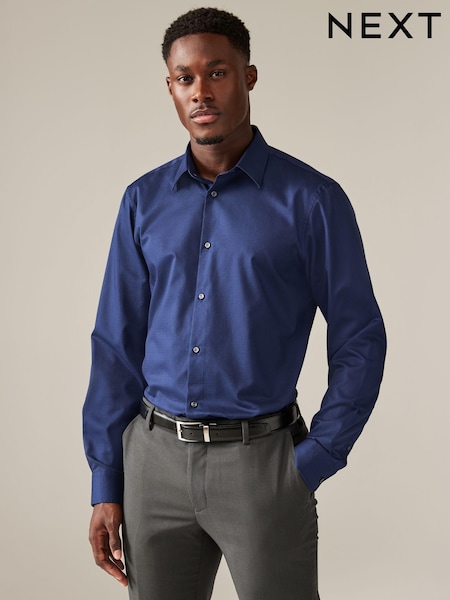 Sapphire Blue Regular Fit Easy Care Textured Single Cuff Smart Shirt (N23316) | kr420