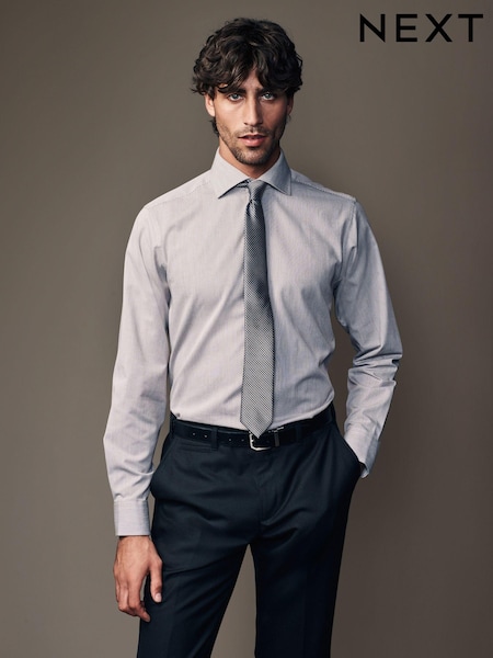 Neutral Brown Texture Regular Fit Shirt And Tie Pack (N23341) | €24