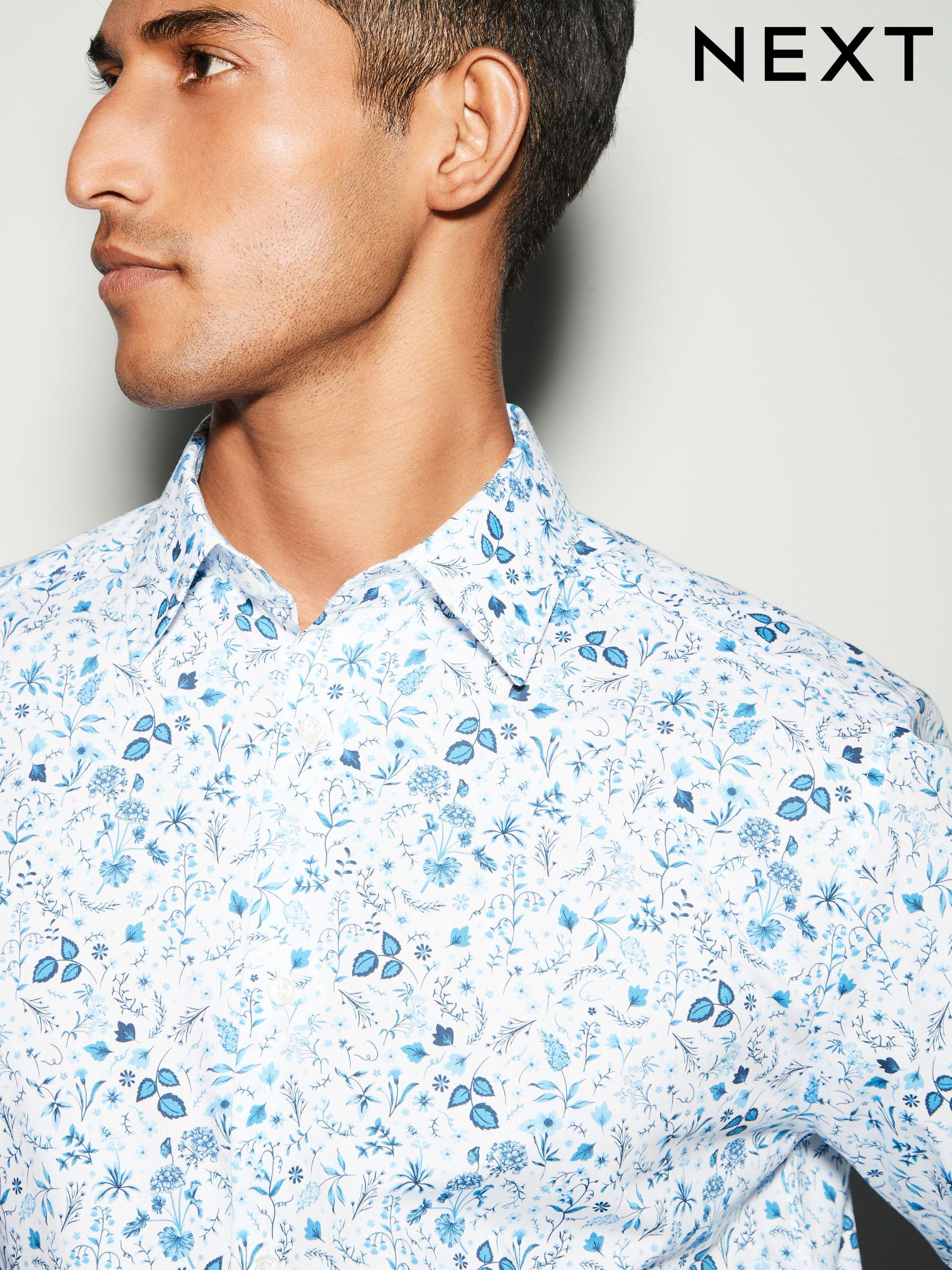 Men s Floral Long Sleeve Machine Washable Occasionwear Shirts Next Luxembourg