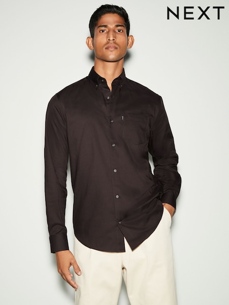 Chocolate Brown Regular Fit Button Down Easy Iron Oxford Shirt (N23359) | €15