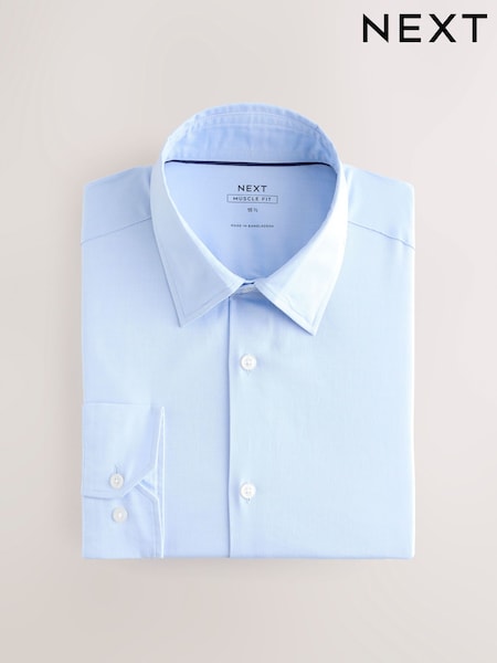 Light Blue Muscle Fit Muscle Fit Textured Shirt (N23393) | AED166