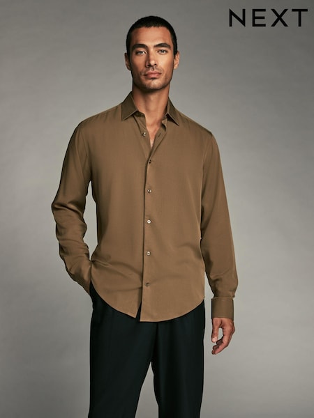 Maro neutru - Regular Fit Long Sleeve Single Cuff Shirt (N23401) | 143 LEI