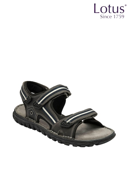 Lotus Grey Leather Open-Toe Sandals (N23420) | ₪251