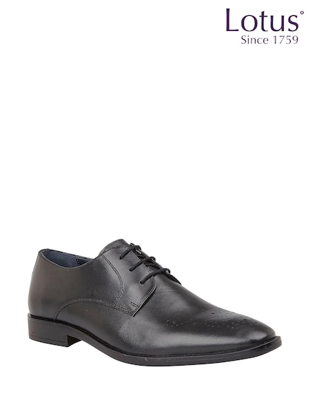 Lotus Black Olive Leather Derby Shoes (N23423) | 123 QAR