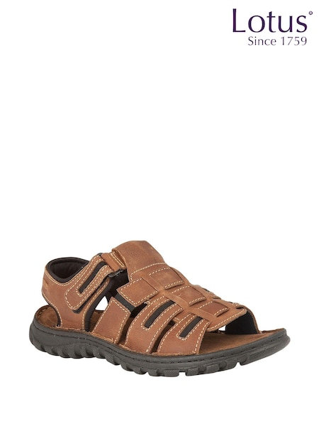 Lotus Light Brown Leather Open-Toe Sandals (N23427) | €77