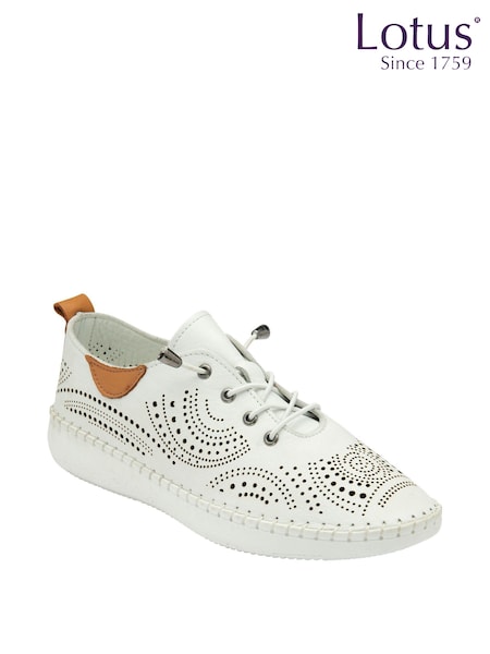 Lotus White Leather Casual Shoes (N23438) | ₪327