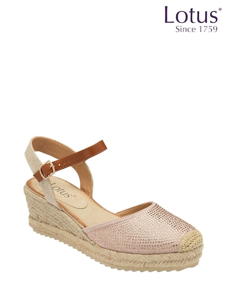 Lotus Pink/Cream Espadrille Wedge Sandals (N23444) | $72