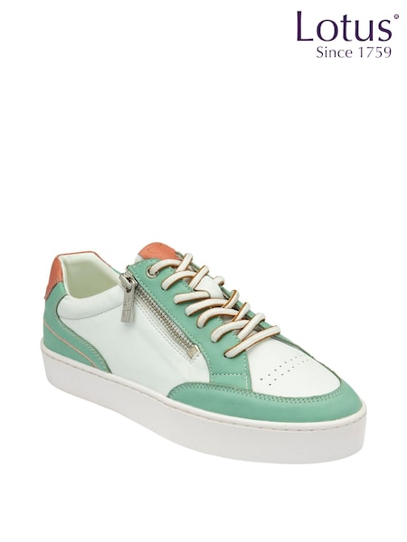 Lotus Green Leather Zip-Up Trainers (N23450) | €53