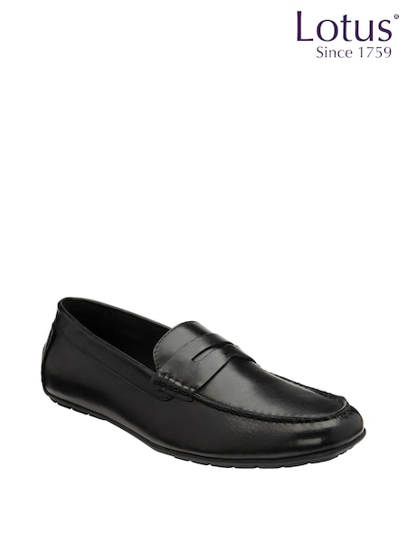 Lotus Black Leather Loafers (N23454) | 207 QAR
