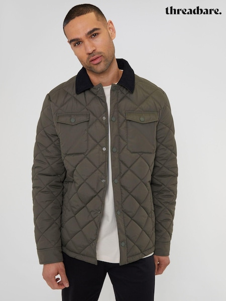 Threadbare Khaki Showerproof Quilted Jacket With Microfleece Lining (N23526) | AED149