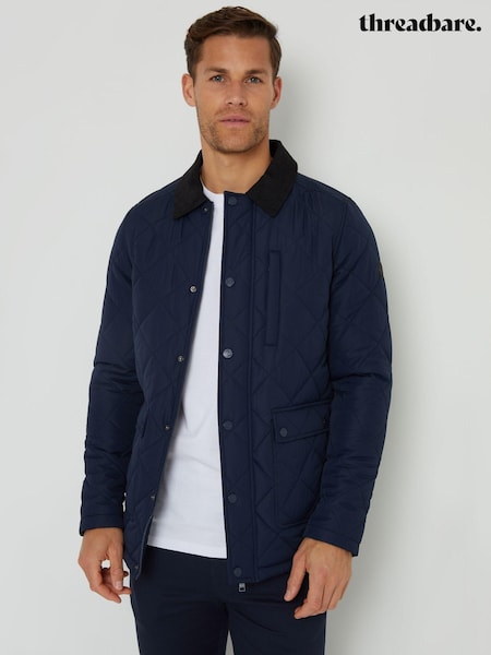 Threadbare Navy Showerproof Diamond Quilted Waterproof Collared Jacket (N23545) | €33
