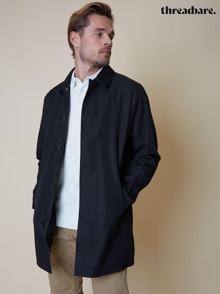 Threadbare Black Showerproof Longline Collared Jacket (N23550) | R$ 580