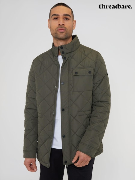 Threadbare Khaki Showerproof Waterproof Diamond Quilted Jacket (N23560) | €33