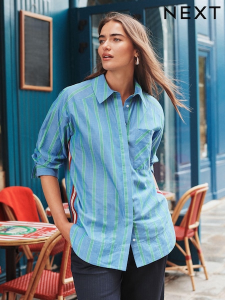 Blue/Green Stripe Long Sleeve Side Stripe Shirt (N23569) | €24