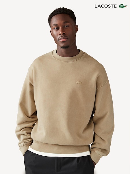 Lacoste Washed 100% Cotton Brown Sweatshirt (N23587) | 564 LEI