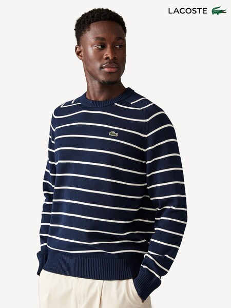 Lacoste Blue Stripe 100% Cotton Jumper (N23595) | €205