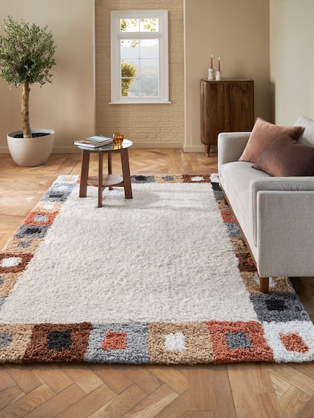 Natural Noah Retro Multi Border Rug (N23711) | €112 - €351