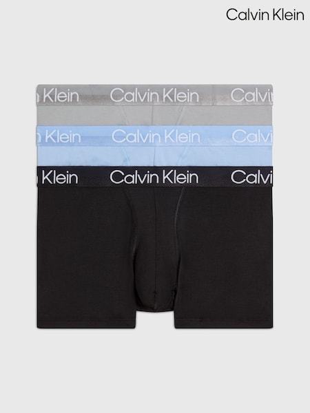 Calvin Klein Grey/Blue/Black Structure Cotton Trunks 3 Pack Boxers (N24001) | €63