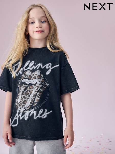 Black/Grey Oversized Rolling Stones Band License T-Shirt (3-16yrs) (N24041) | AED53 - AED71