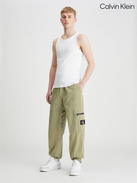 Calvin Klein White Woven Tab Tank Top (N24161) | €27