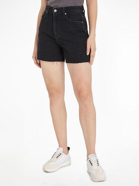 Negru - Calvin Klein Jeans Boyfriend Label Rib Shorts (N24188) | 448 LEI