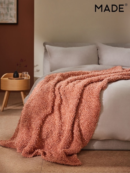 MADE.COM Peach Pink Agda Boucle Textured Throw (N24191) | €61