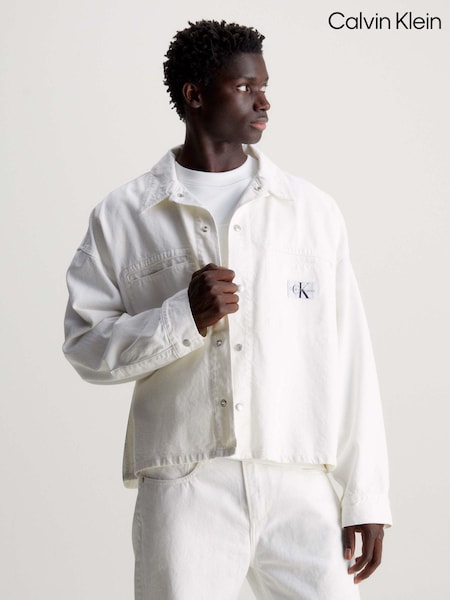 Calvin Klein White Woven Logo Relaxed Shirt (N24204) | €66