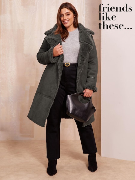 Friends Like These Curve Longline Trim Coat (N24253) | 336 LEI